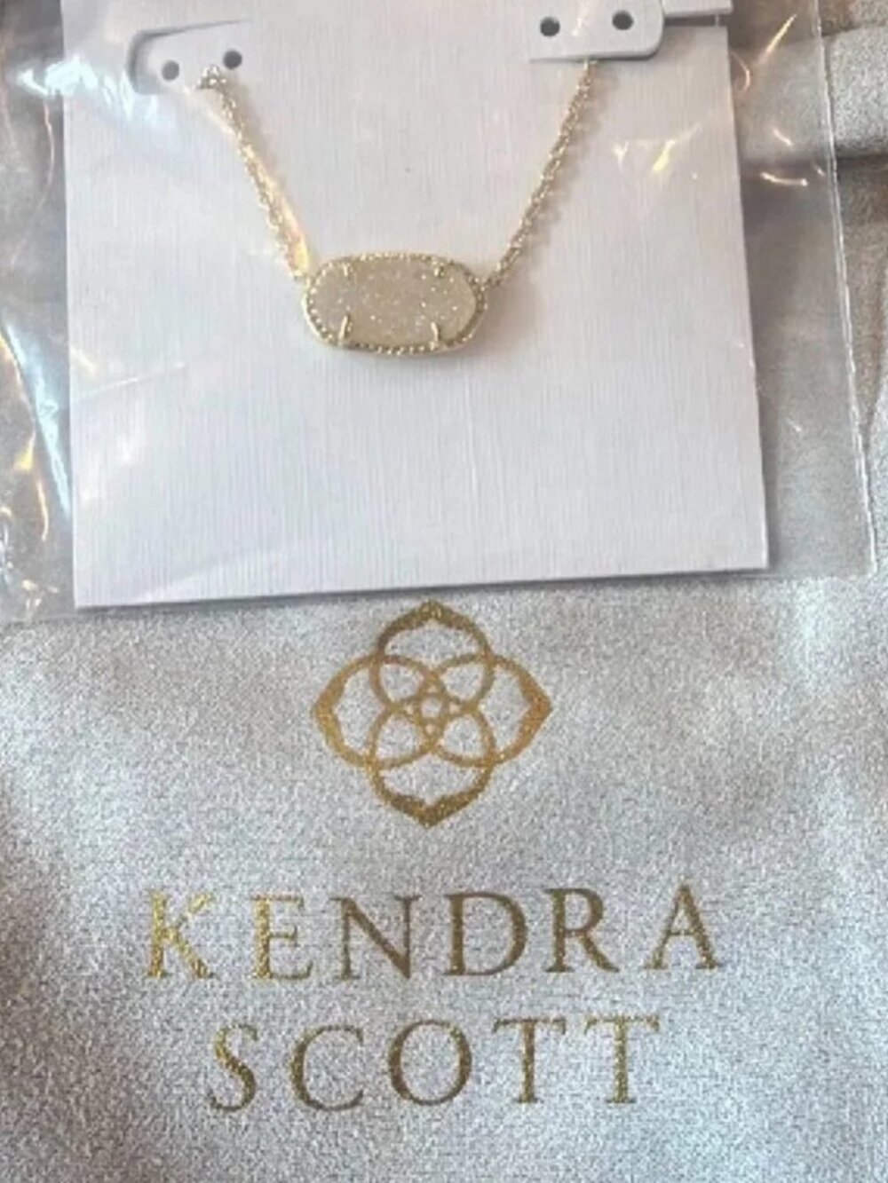 Kendra Scott Elisa Gold and White Elle Druzy Pendant Necklace